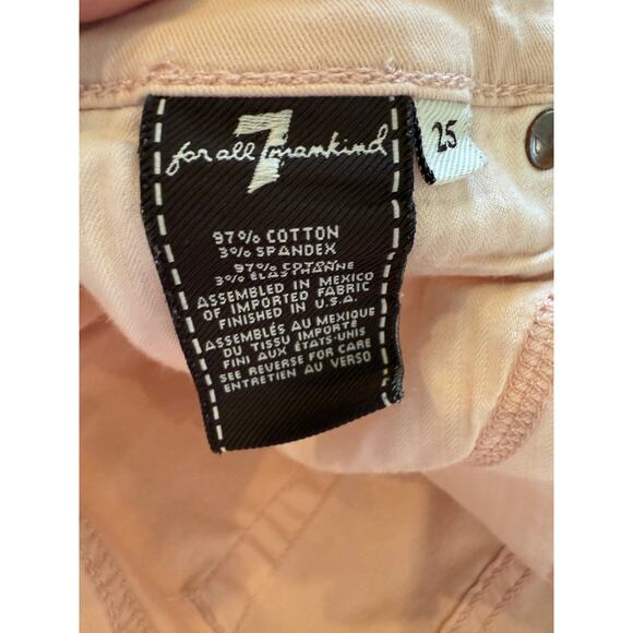 7 For All Mankind Stretch Denim Cuffed Shorts Light Pink 25 - Picture 5 of 6